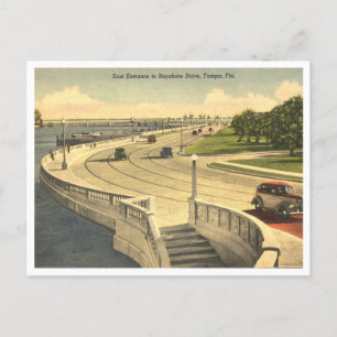 Tampa Florida Vintage East Bayshore Drive 1940s Postcard