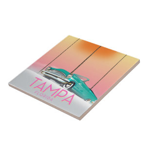 Tampa Florida Vintage style travel poster Tile