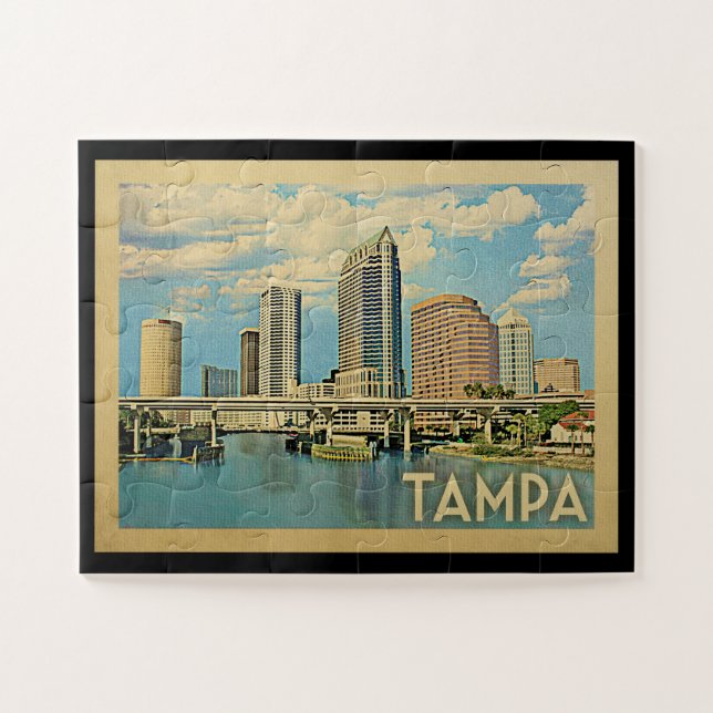Tampa Florida Vintage Travel Jigsaw Puzzle (Horizontal)