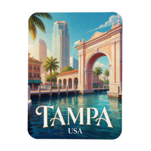 Tampa Florida Waterfront Skyline Travel Magnet