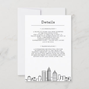 Tampa, Florida Wedding   Guest Details Invitation