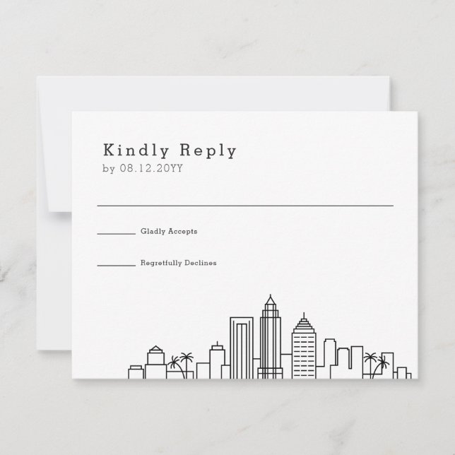 Tampa, Florida Wedding | Stylised Skyline RSVP (Front)