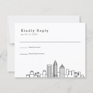Tampa, Florida Wedding   Stylised Skyline RSVP Card