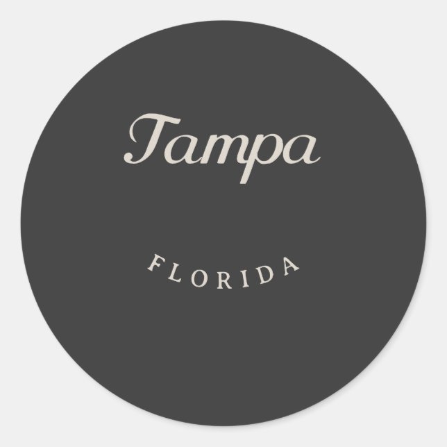 Tampa Florida White Font Classic Round Sticker (Front)