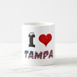 Tampa Love Florida Heart American Flag Typography Coffee Mug