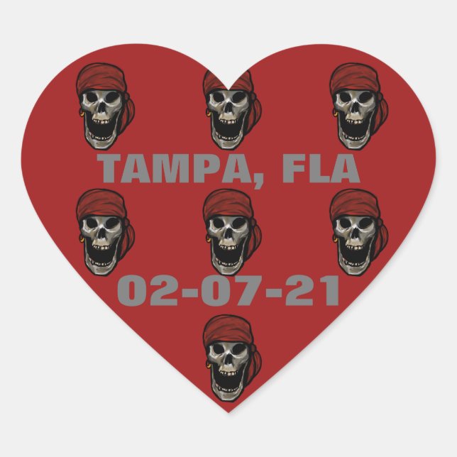 TAMPA SKULLS HEART STICKER (Front)