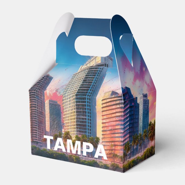 Tampa Skyline Abstract Art Favour Box (Front Side)