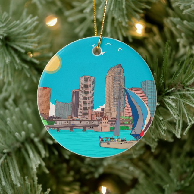 Tampa Skyline Florida USA Ceramic Tree Decoration (Tree)