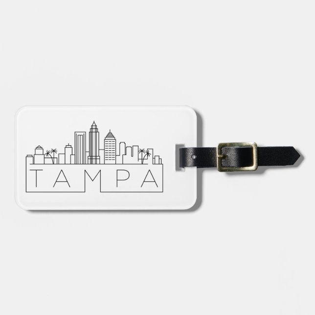 Tampa Stylised City Skyline Luggage Tag (Front Horizontal)
