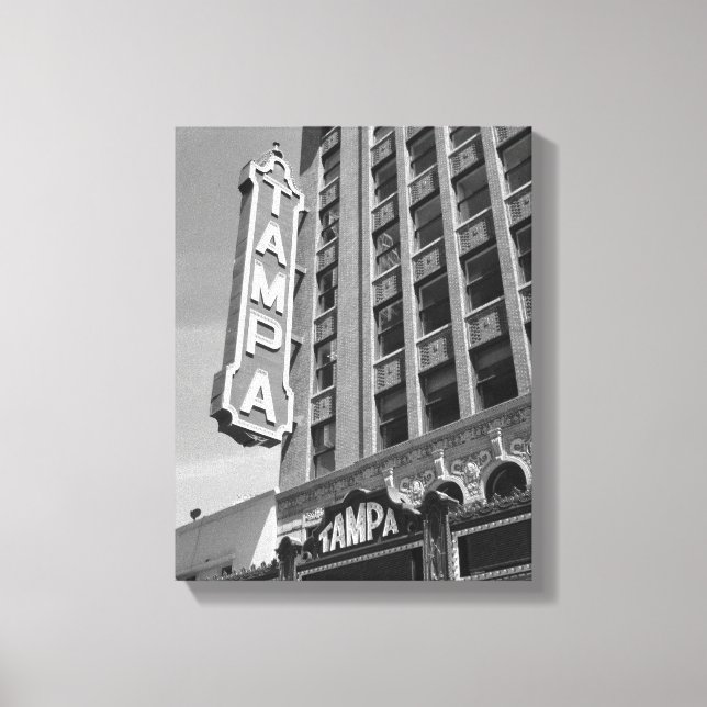 Tampa Theatre Theatre Black and White Photo Canvas (Front)