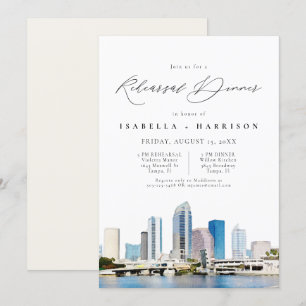TAMPA Watercolor Skyline Florida Rehearsal Dinner Invitation