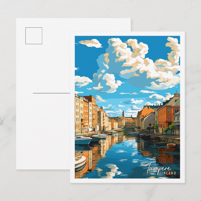 Tampere Finland vintage travel illustration Postcard (Front/Back)