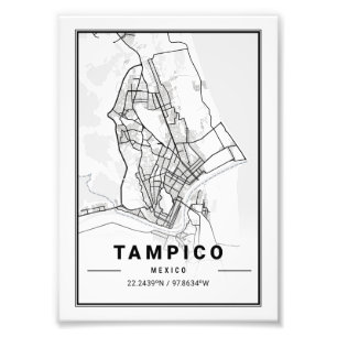 Tampico - Mexico Ligth City Map Photo Print