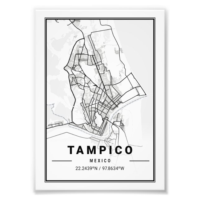 Tampico - Mexico Ligth City Map Photo Print (Front)