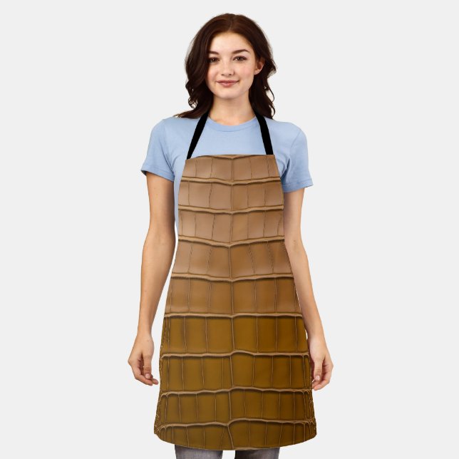 Tan Alligator Pattern Home Decor Apron (Worn)
