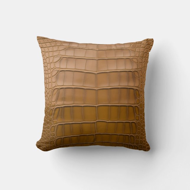 Tan Alligator Pattern Home Decor Cushion (Front)