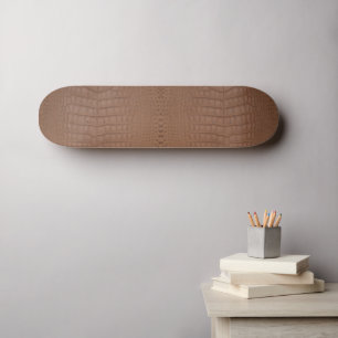 Tan Alligator Texture Print Skateboard