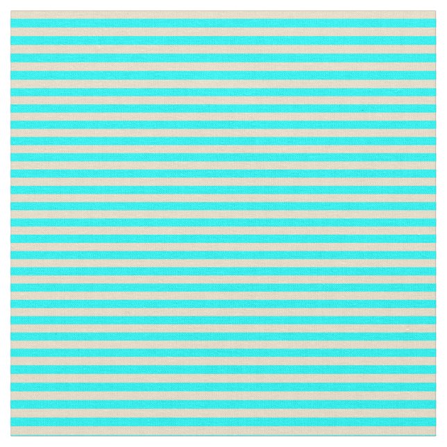 Tan and Aqua Lined/Striped Pattern Fabric (Close Up)