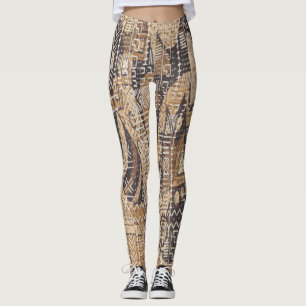 Tan and Black African Mud Cloth Leggings