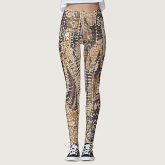 Tan and Black African Mud Cloth Leggings