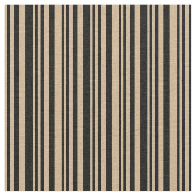 Tan and Black Coloured Lined/Striped Pattern Fabric (Close Up)