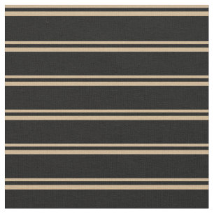 Tan and Black Coloured Lines/Stripes Pattern Fabric