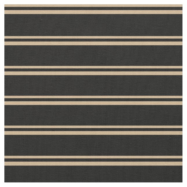 Tan and Black Coloured Lines/Stripes Pattern Fabric (Close Up)