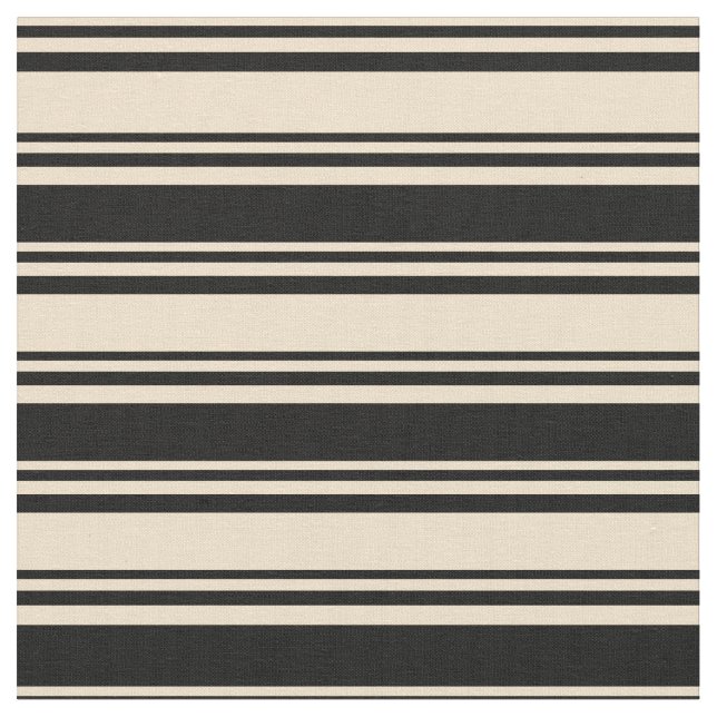 Tan and Black Coloured Stripes/Lines Pattern Fabric (Close Up)