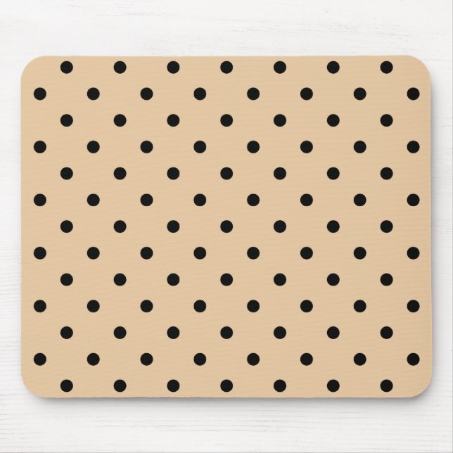 Tan and Black Polka Dot Pattern. Mouse Mat (Front)