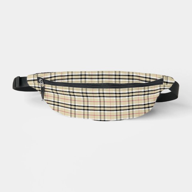 Tan and Black Tartan Plaid Bum Bags (Front)