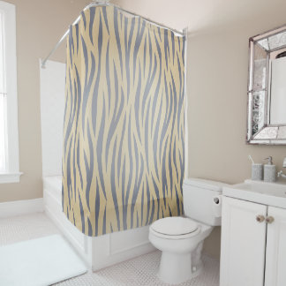 Tan and Black Zebra Stripe Shower Curtain