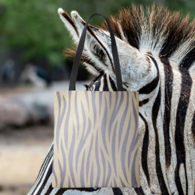 Tan and Black Zebra Stripe Tote Bag (Creator Uploaded)