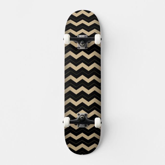 Tan and Black Zigzag  Skateboard (Front)