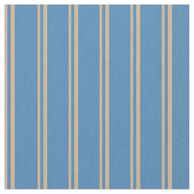 Tan and Blue Coloured Stripes Fabric (Close Up)