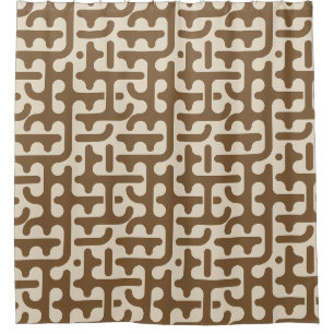 Tan and Brown Bold Organic Geometric Bubble Dots Shower Curtain