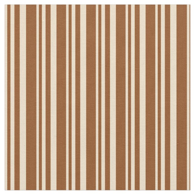 Tan and Brown Coloured Lines Pattern Fabric (Close Up)