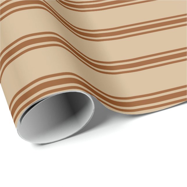 Tan and Brown Lines/Stripes Pattern Wrapping Paper (Roll Corner)