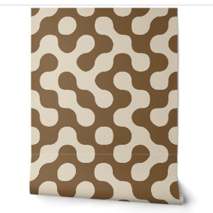 Tan and Brown Mid Century Modern Geometric Dots Wallpaper