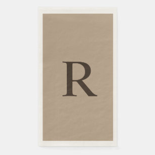 Tan and Brown Monogrammed Minimalist Neutral Napkin
