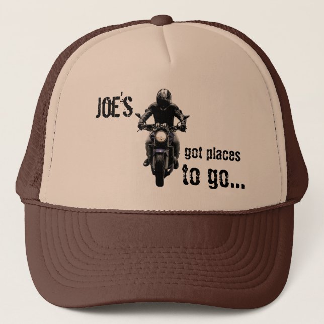 Tan and Brown Motorcycle Customized Cap (Front)