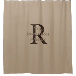 Tan and Brown Name Monogrammed  Shower Curtain