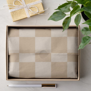 Tan and Cream Chequerboard Soft Neutral Palette Tissue Paper
