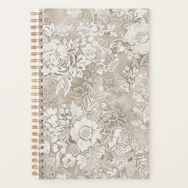 Tan and Cream Floral Planner (Front)