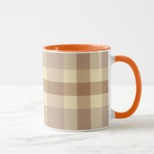 Tan And Cream Tartan Mug