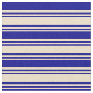 Tan and Dark Blue Lines/Stripes Pattern Fabric