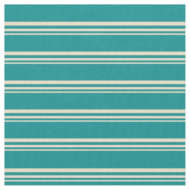 Tan and Dark Cyan Coloured Pattern Fabric (Close Up)