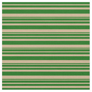 Tan and Dark Green Coloured Lined Pattern Fabric