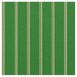 Tan and Dark Green Coloured Lines Pattern Fabric
