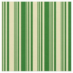 Tan and Dark Green Lines/Stripes Pattern Fabric