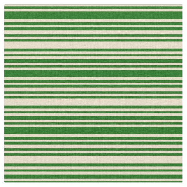 Tan and Dark Green Lines/Stripes Pattern Fabric (Close Up)